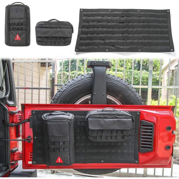 For Jeep Wrangler JK JL 2007+ Tailgate Storage Bag & Tool Kit Organizer Pockets - Picture 1 of 3